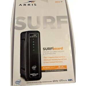 ARRIS SURFboard SBG10 DOCSIS 3.0 16 x 4 Gigabit Cable Modem & AC1600 Wi-Fi 5 G2